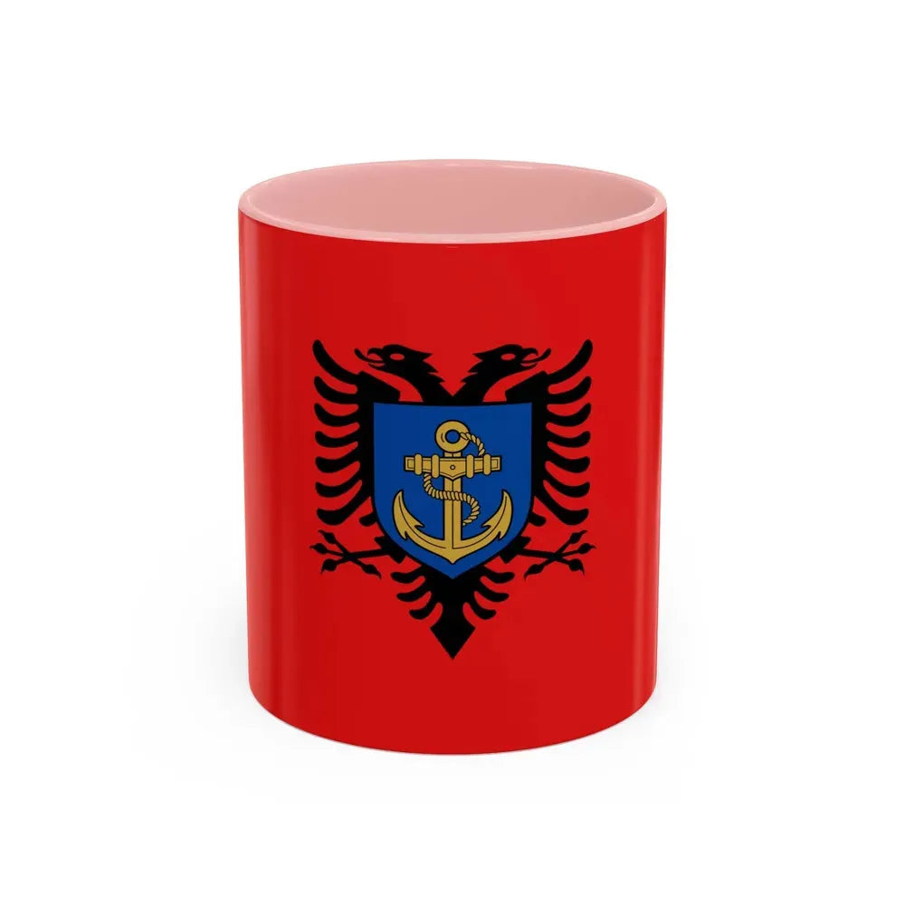 Flag of the Albanian Naval Forces - Accent Coffee Mug 11oz Pink - Go Mug Yourself