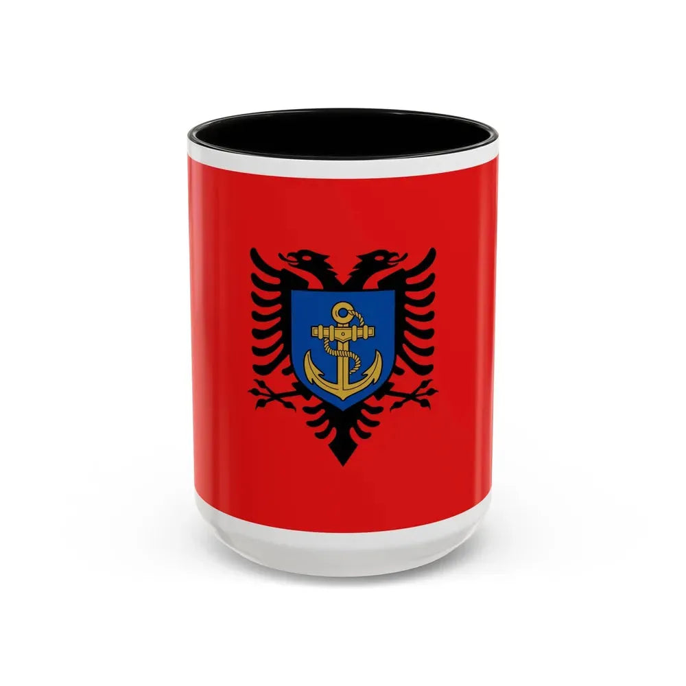 Flag of the Albanian Naval Forces - Accent Coffee Mug 15oz Black - Go Mug Yourself