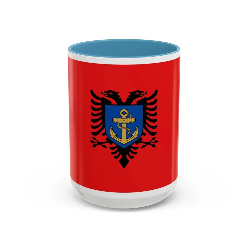 Flag of the Albanian Naval Forces - Accent Coffee Mug 15oz Light Blue - Go Mug Yourself