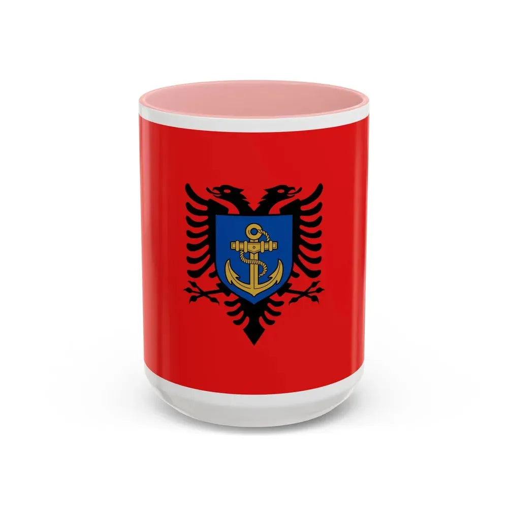 Flag of the Albanian Naval Forces - Accent Coffee Mug 15oz Pink - Go Mug Yourself