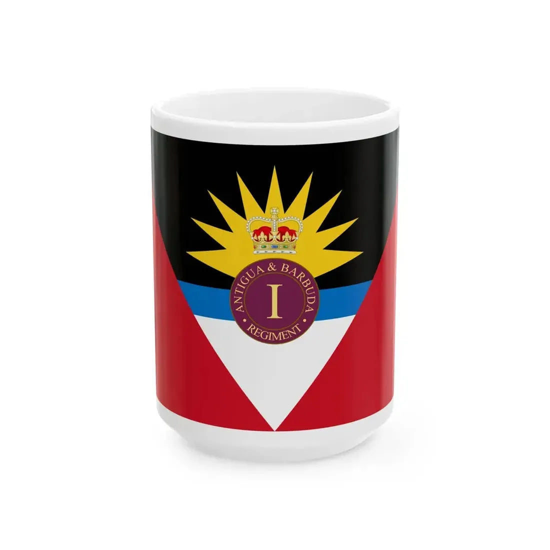 Flag of the Antigua and Barbuda Regiment (Antigua and Barbuda) White Coffee Mug 15oz - Go Mug Yourself