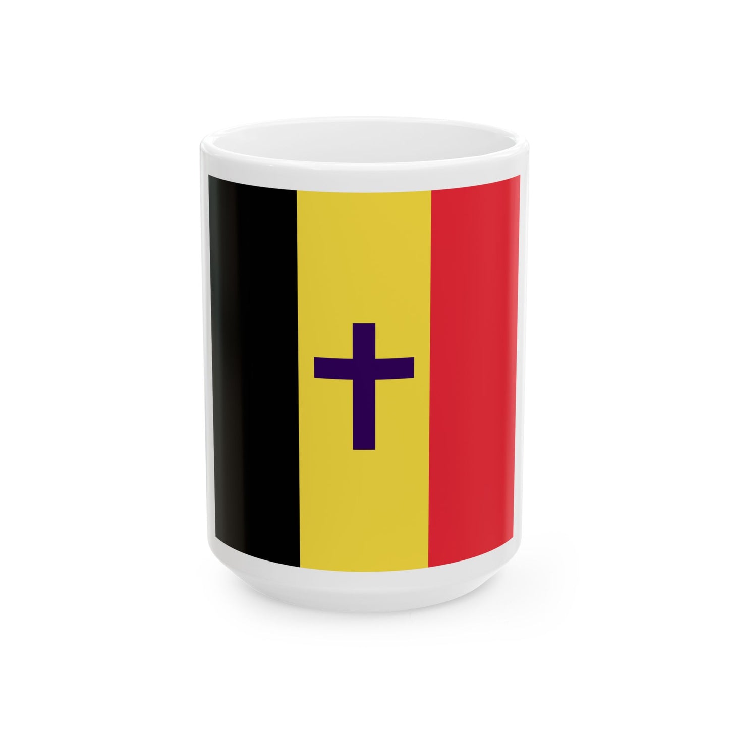 Flag of the Armed Forces Bishop of Belgium (Belgium) White Coffee Mug-15oz-Go Mug Yourself
