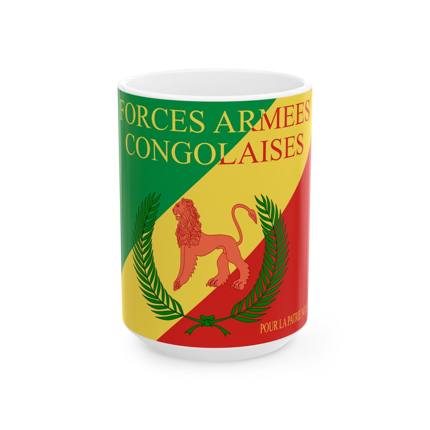 Flag of the Armed Forces of the Republic of the Congo (Congo) White Coffee Mug-15oz-Go Mug Yourself