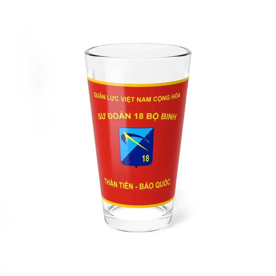 Flag of the ARVN 18th Division (Vietnam) Pint Glass 16oz 16oz - Go Mug Yourself