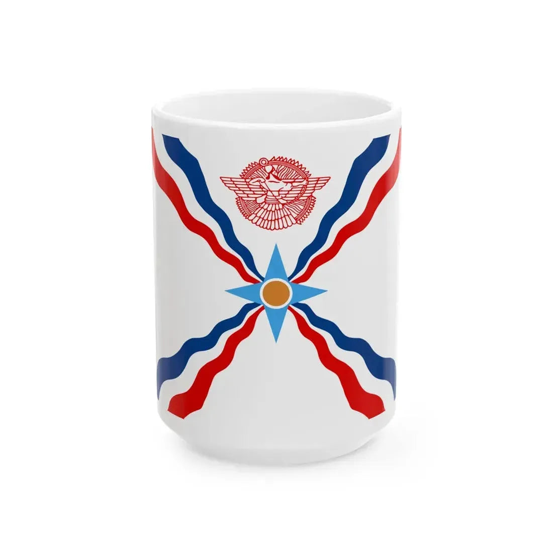 Flag of the Assyrians (Iraq) White Coffee Mug 15oz - Go Mug Yourself