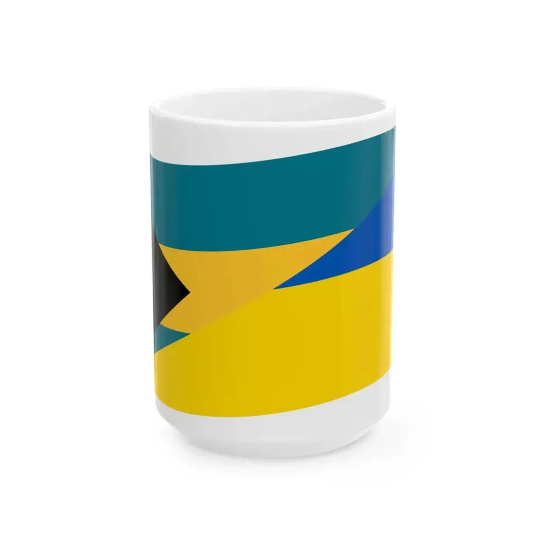 Flag of the Bahamas and Ukraine with waves (Bahamas) White Coffee Mug 15oz - Go Mug Yourself