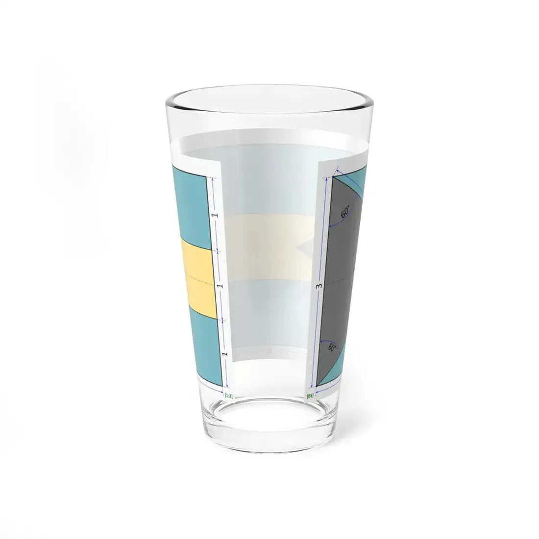 Flag of the Bahamas construction sheet (Bahamas) Pint Glass 16oz - Go Mug Yourself