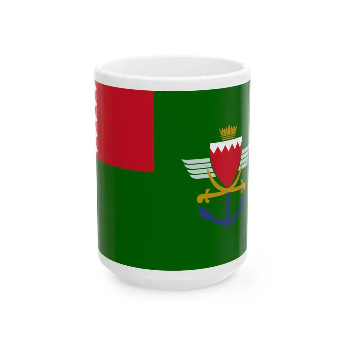 Flag of the Bahrain Defence Force (Bahrain) White Coffee Mug 15oz - Go Mug Yourself