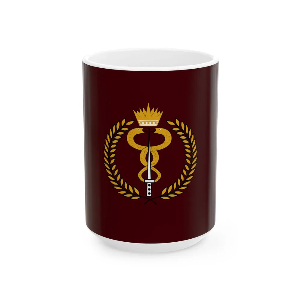 Flag of the Bahrain Defence Force Royal Medical Services (Bahrain) White Coffee Mug 15oz - Go Mug Yourself