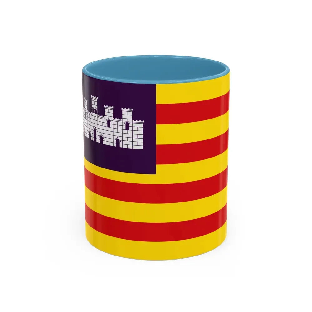 Flag of the Balearic Islands Spain - Accent Coffee Mug 11oz Light Blue - Go Mug Yourself