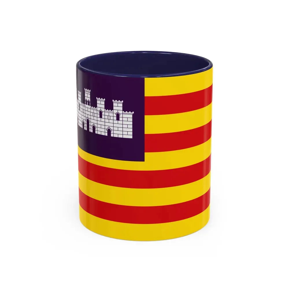Flag of the Balearic Islands Spain - Accent Coffee Mug 11oz Navy - Go Mug Yourself