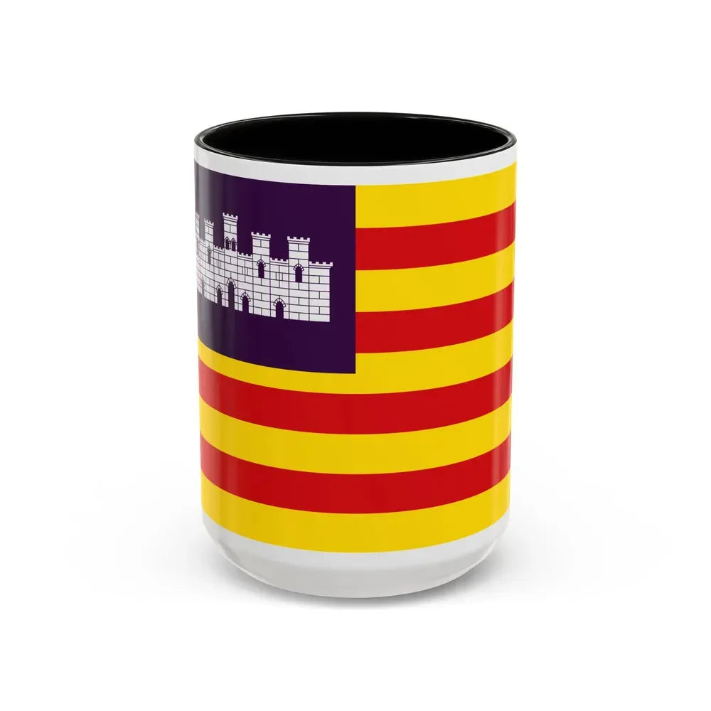 Flag of the Balearic Islands Spain - Accent Coffee Mug 15oz Black - Go Mug Yourself
