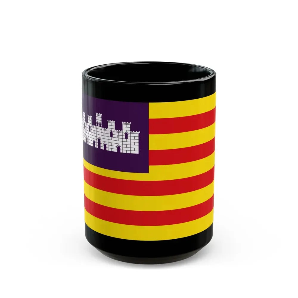 Flag of the Balearic Islands Spain - Black Coffee Mug 15oz - Go Mug Yourself