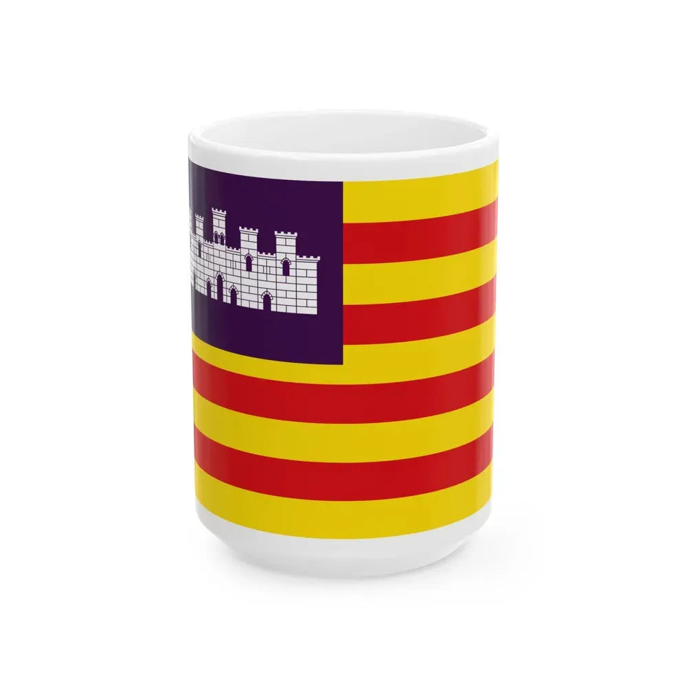 Flag of the Balearic Islands Spain - White Coffee Mug 15oz - Go Mug Yourself