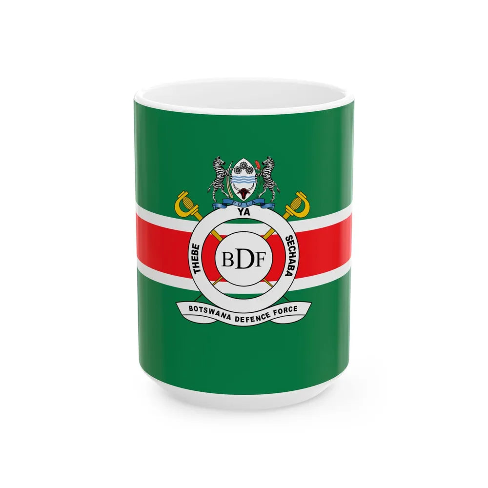 Flag of the Botswana Defence Force (Botswana) White Coffee Mug 15oz - Go Mug Yourself