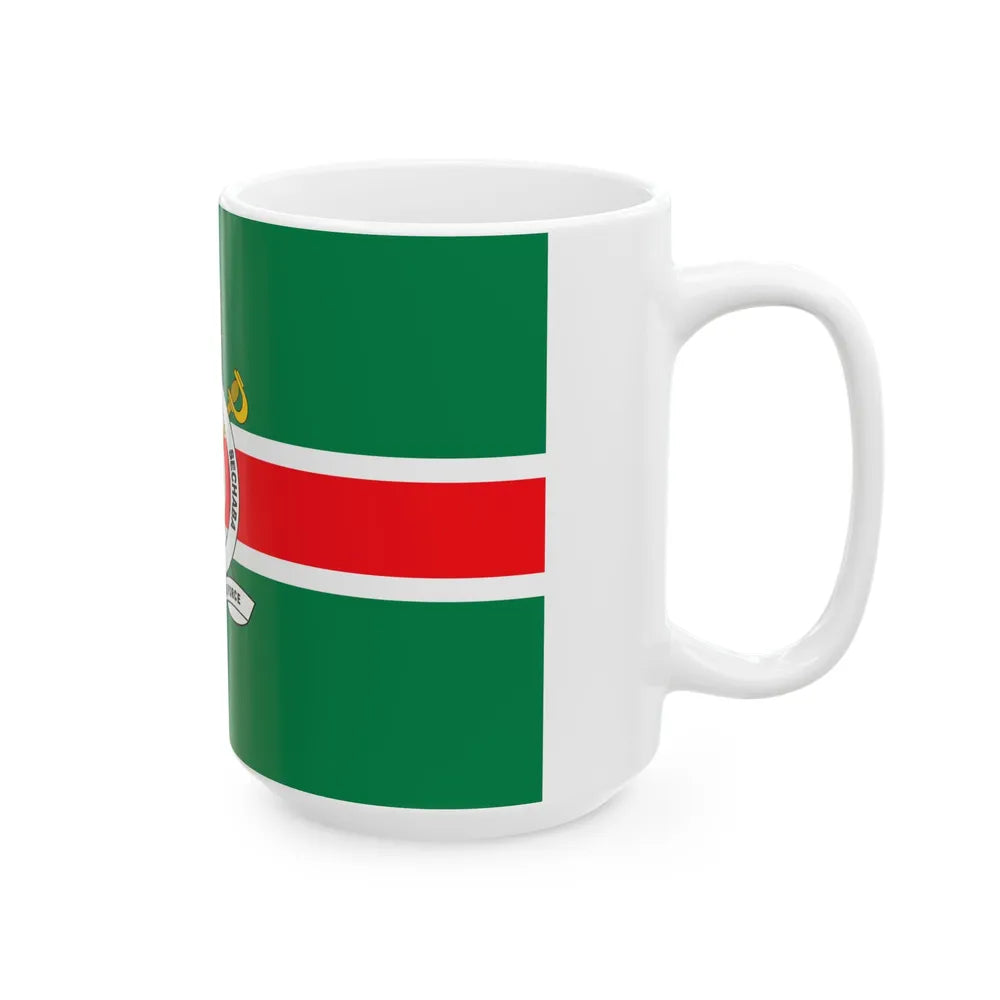 Flag of the Botswana Defence Force (Botswana) White Coffee Mug - Go Mug Yourself