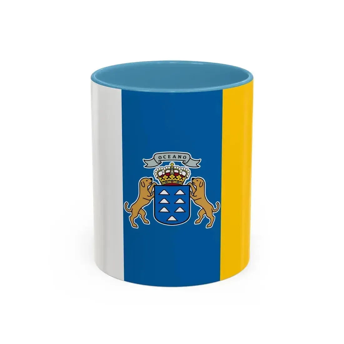 Flag of the Canary Islands Spain - Accent Coffee Mug 11oz Light Blue - Go Mug Yourself
