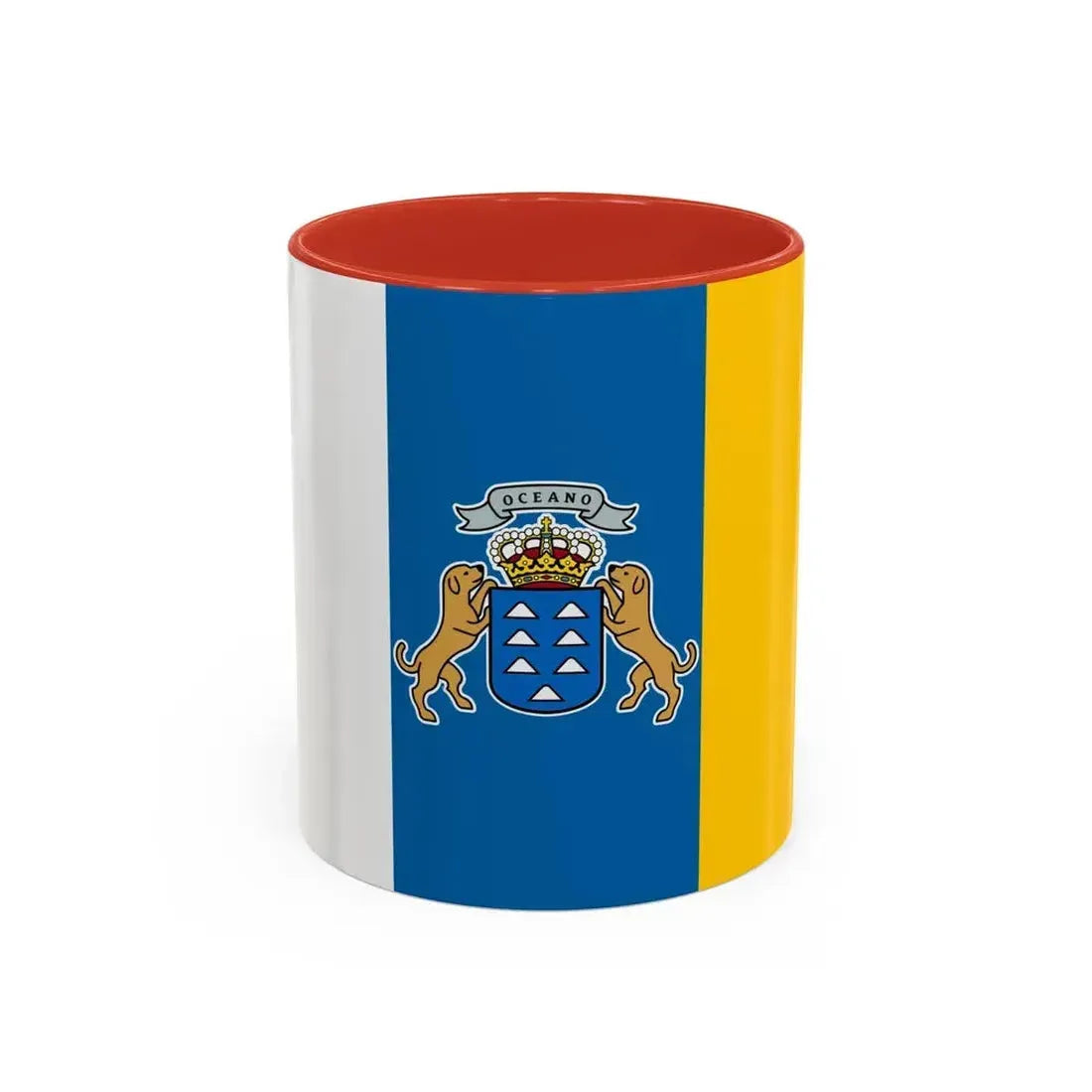 Flag of the Canary Islands Spain - Accent Coffee Mug 11oz Red - Go Mug Yourself