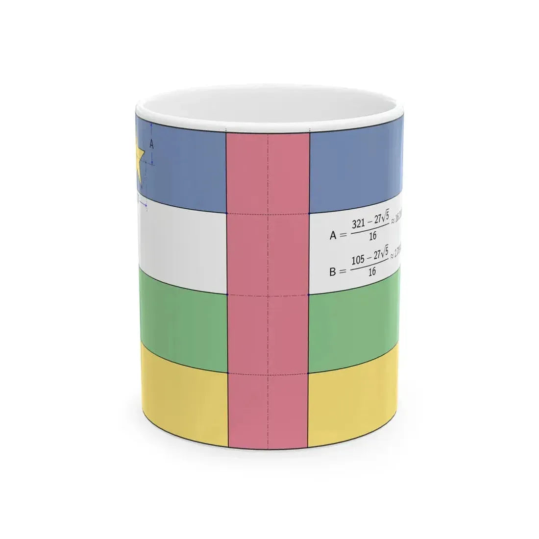 Flag of the Central African Republic 3-5 construction sheet (Central African Republic) White Coffee Mug 11oz - Go Mug Yourself