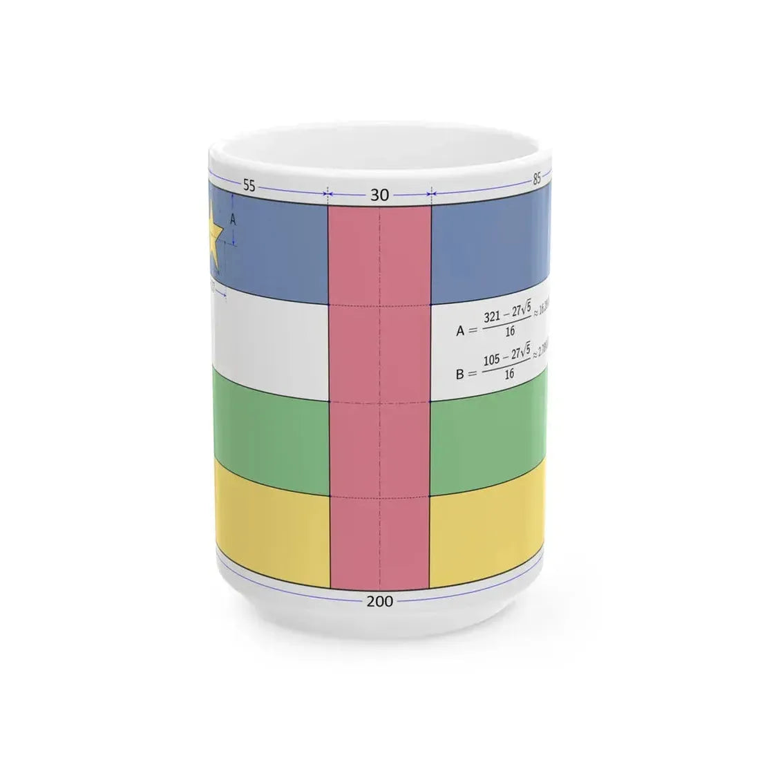 Flag of the Central African Republic 3-5 construction sheet (Central African Republic) White Coffee Mug 15oz - Go Mug Yourself