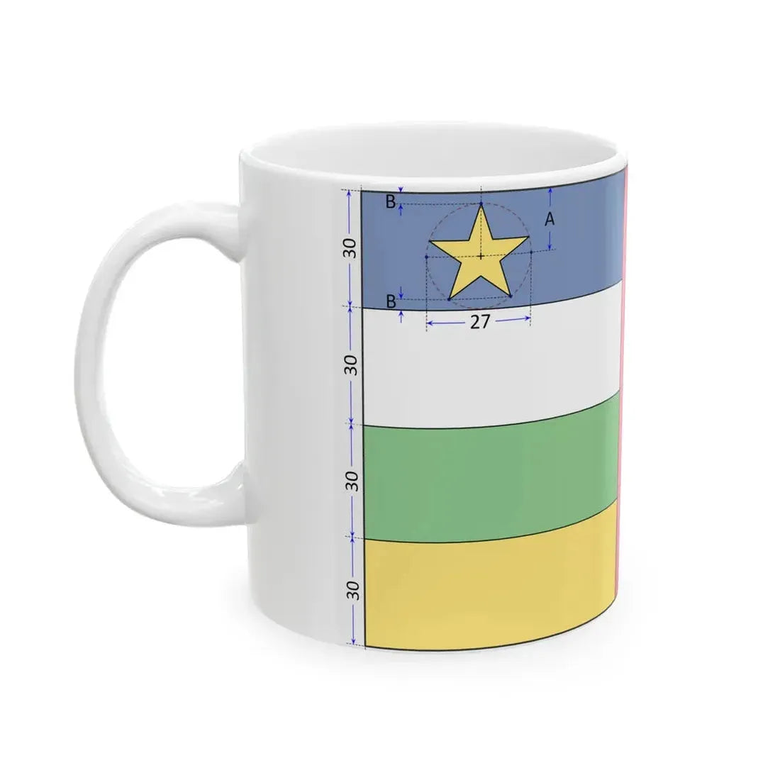 Flag of the Central African Republic 3-5 construction sheet (Central African Republic) White Coffee Mug - Go Mug Yourself