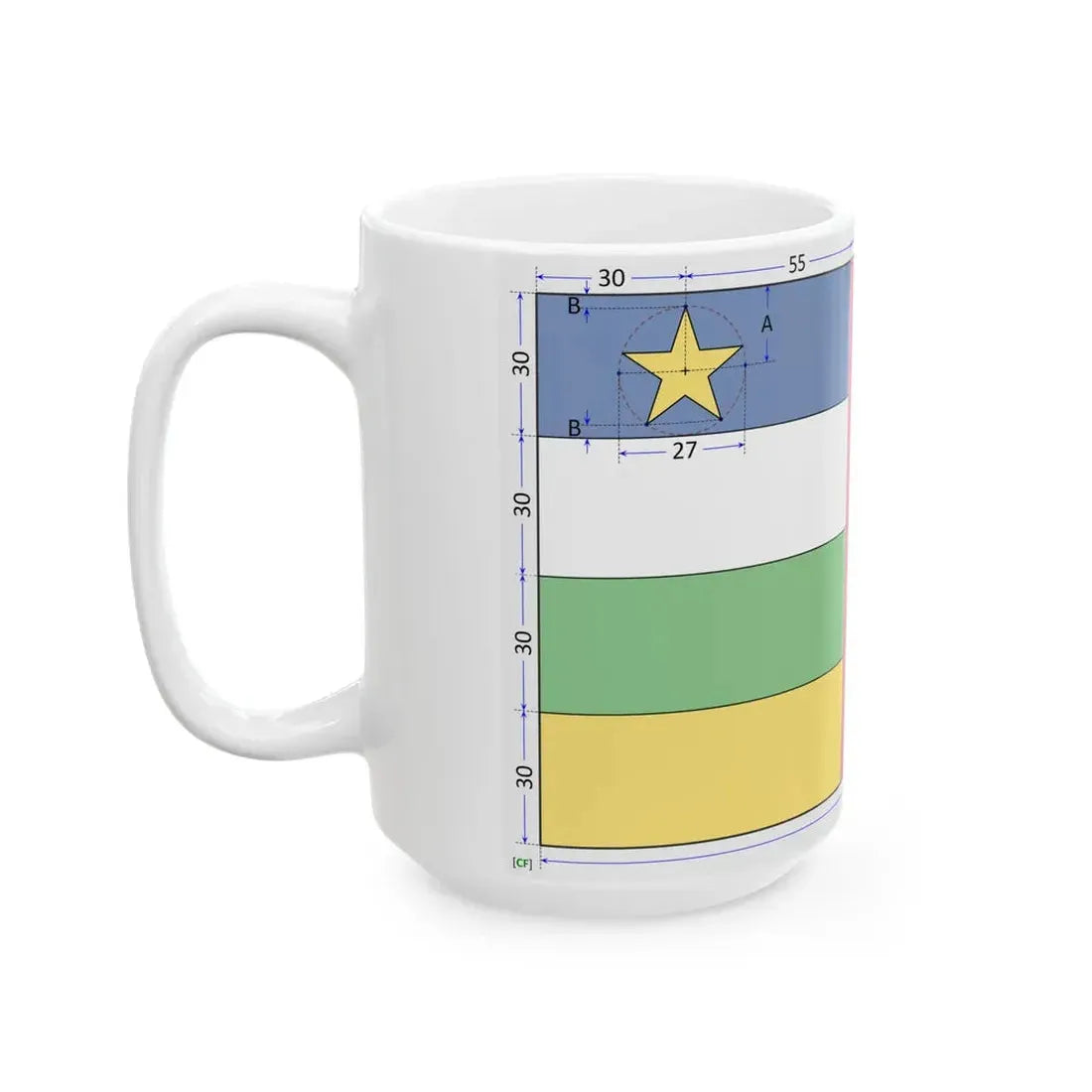 Flag of the Central African Republic 3-5 construction sheet (Central African Republic) White Coffee Mug - Go Mug Yourself