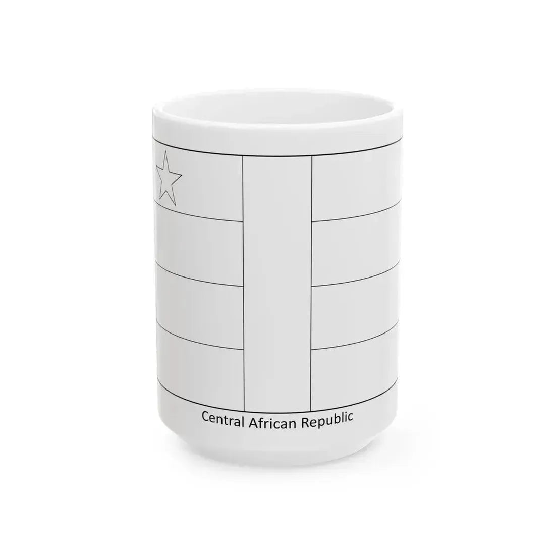 Flag of the Central African Republic colouring page (Central African Republic) White Coffee Mug 15oz - Go Mug Yourself