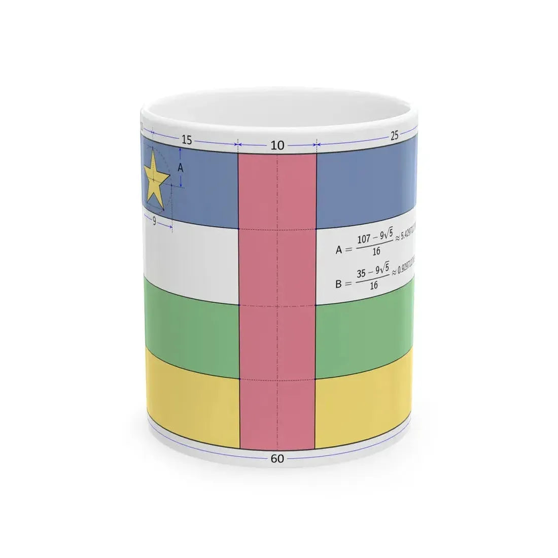Flag of the Central African Republic construction sheet (Central African Republic) White Coffee Mug 11oz - Go Mug Yourself