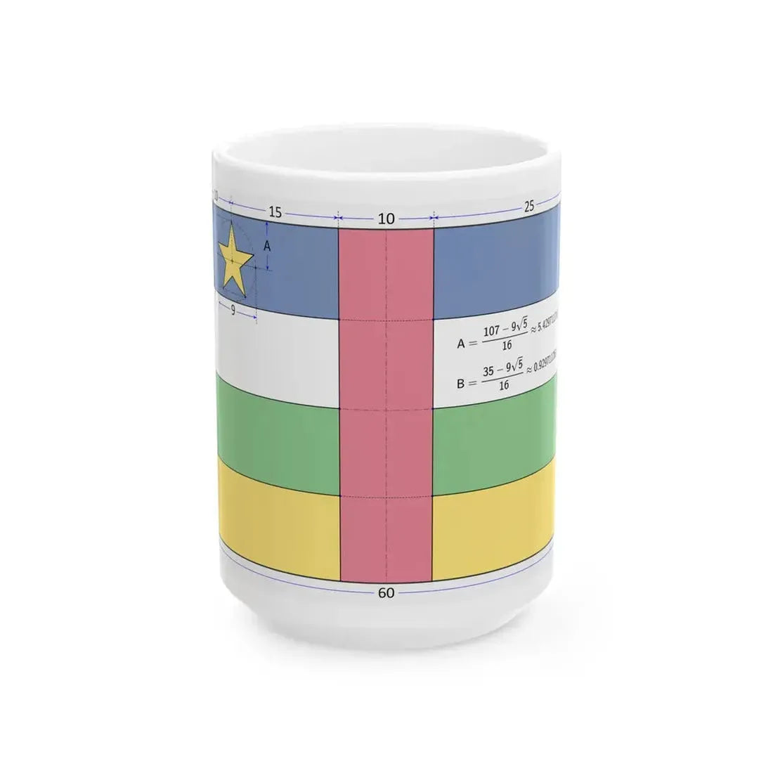 Flag of the Central African Republic construction sheet (Central African Republic) White Coffee Mug 15oz - Go Mug Yourself