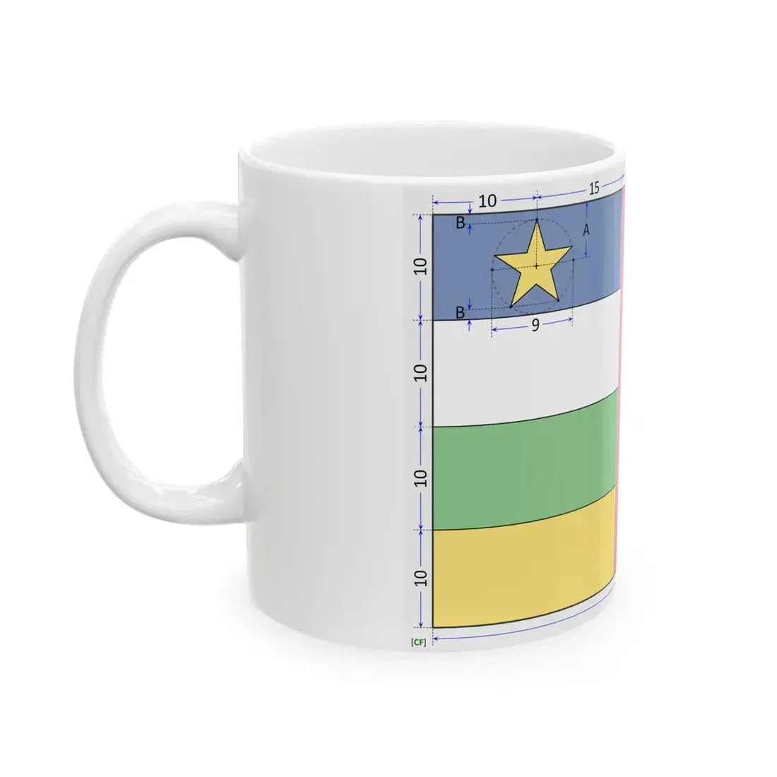 Flag of the Central African Republic construction sheet (Central African Republic) White Coffee Mug - Go Mug Yourself