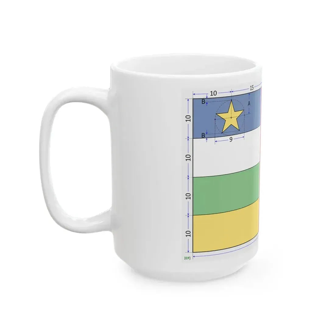 Flag of the Central African Republic construction sheet (Central African Republic) White Coffee Mug - Go Mug Yourself