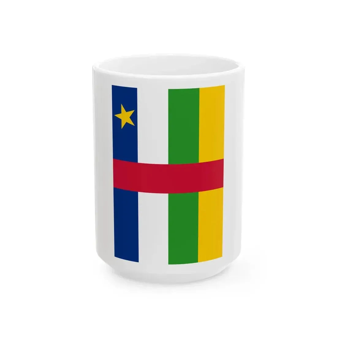 Flag of the Central African Republic vertical (Central African Republic) White Coffee Mug 15oz - Go Mug Yourself