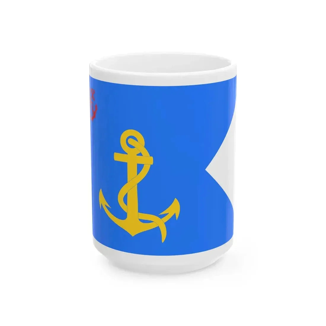Flag of the Chief of Staff of the Naval Forces of Algeria to 2004 (Algeria) White Coffee Mug 15oz - Go Mug Yourself