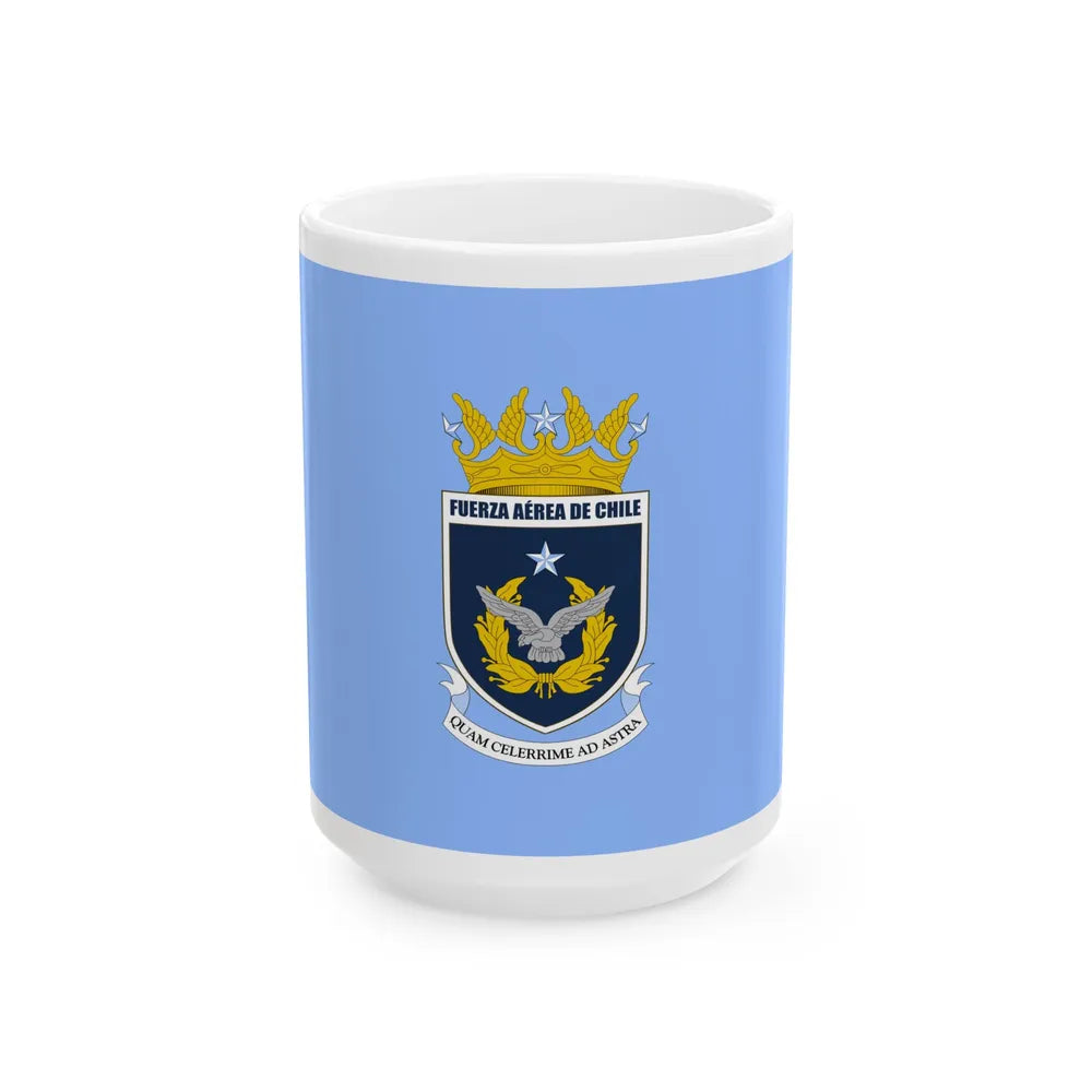 Flag of the Chilean Air Force (Chile) White Coffee Mug 15oz - Go Mug Yourself
