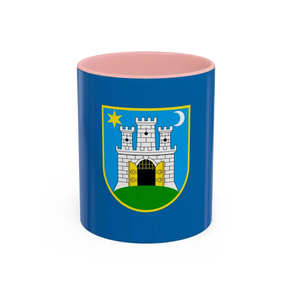 Flag of the City of Zagreb Croatia - Accent Coffee Mug 11oz Pink - Go Mug Yourself