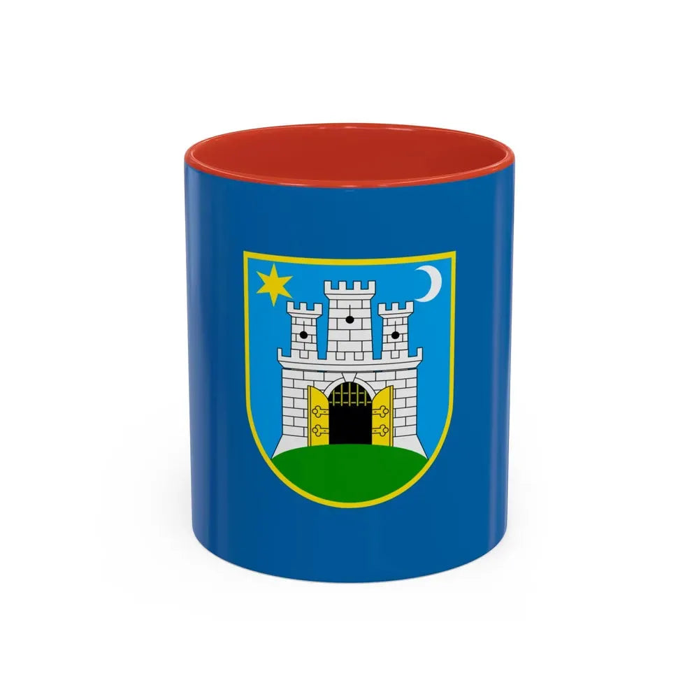 Flag of the City of Zagreb Croatia - Accent Coffee Mug 11oz Red - Go Mug Yourself