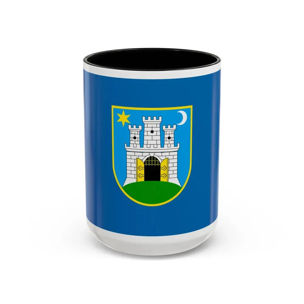 Flag of the City of Zagreb Croatia - Accent Coffee Mug 15oz Black - Go Mug Yourself