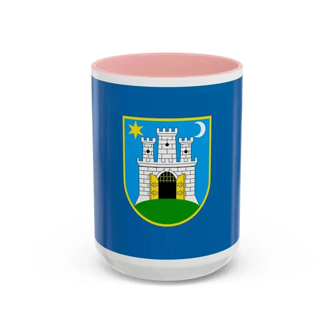 Flag of the City of Zagreb Croatia - Accent Coffee Mug 15oz Pink - Go Mug Yourself