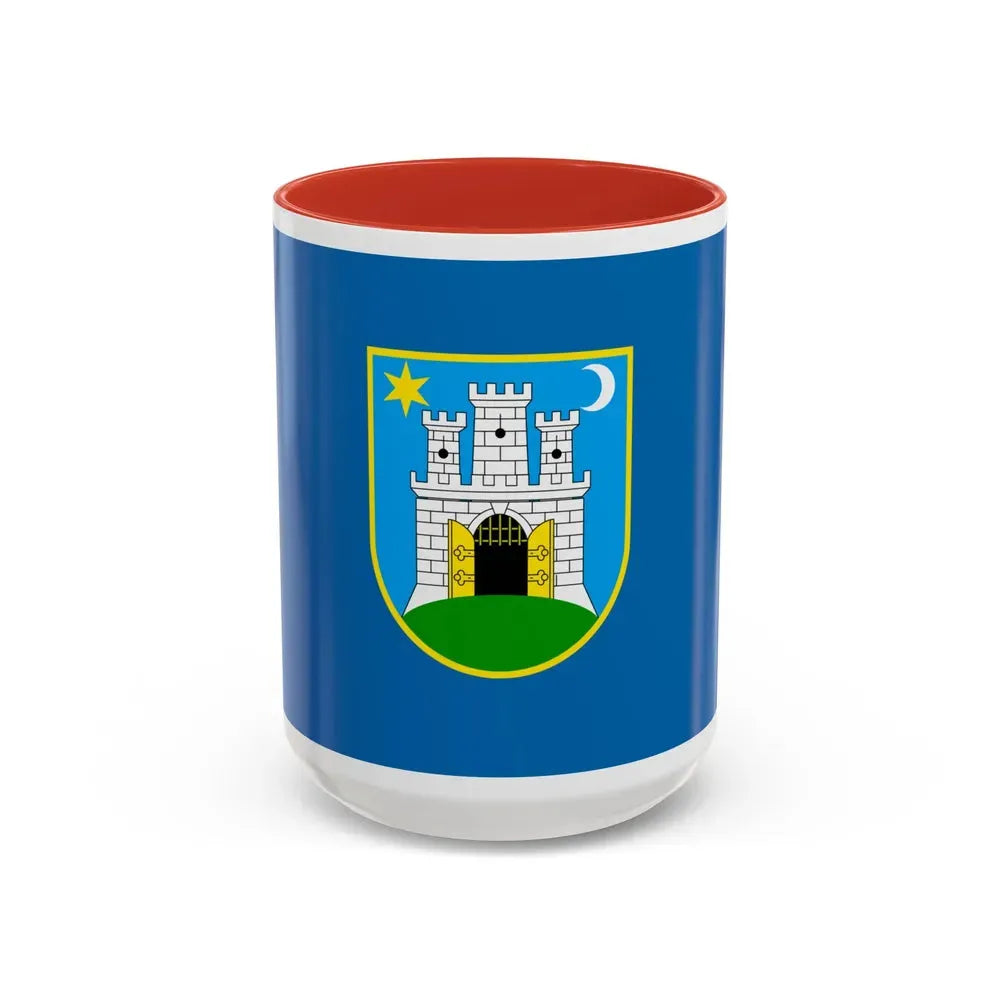 Flag of the City of Zagreb Croatia - Accent Coffee Mug 15oz Red - Go Mug Yourself