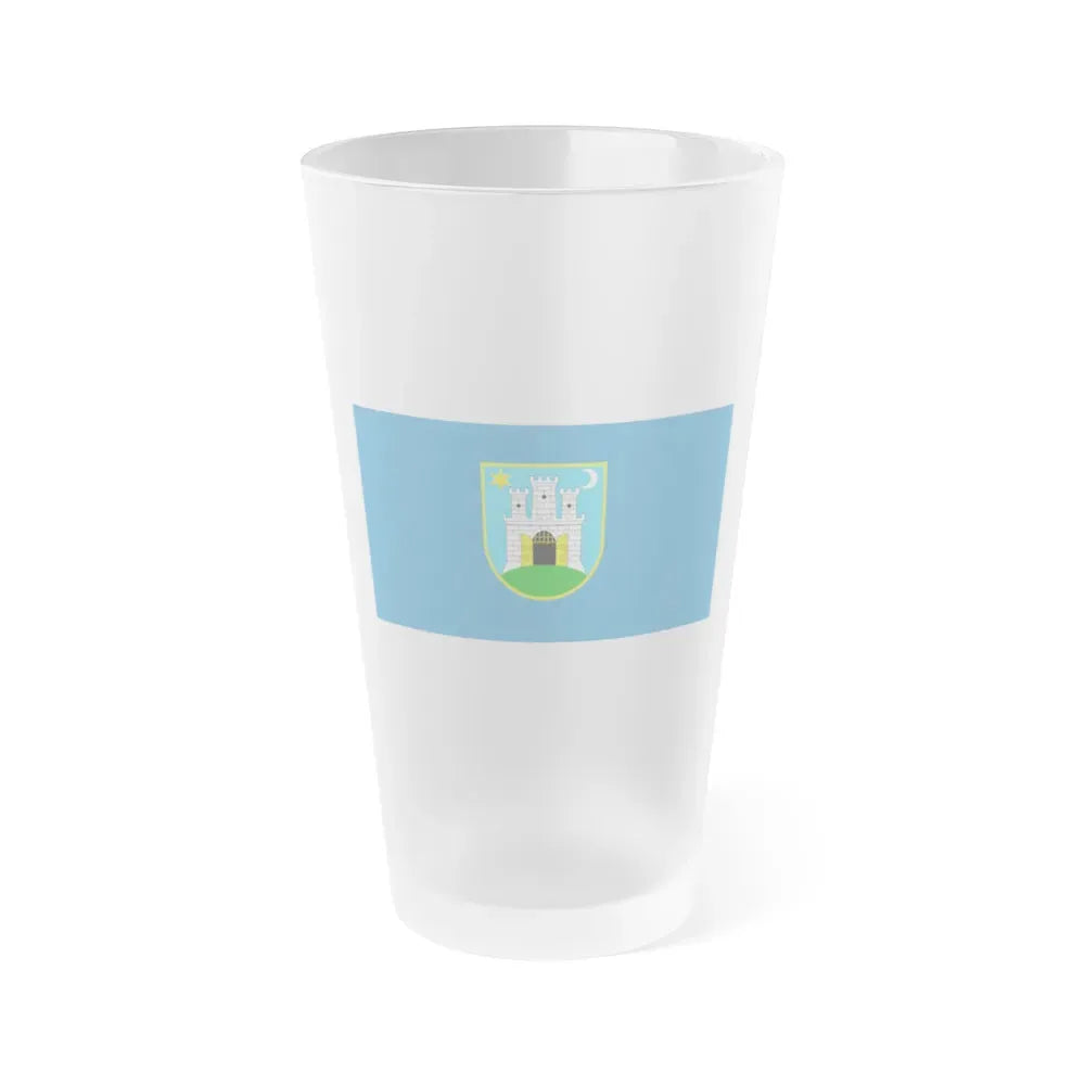 Flag of the City of Zagreb Croatia - Frosted Pint Glass 16oz 16oz Frosted - Go Mug Yourself