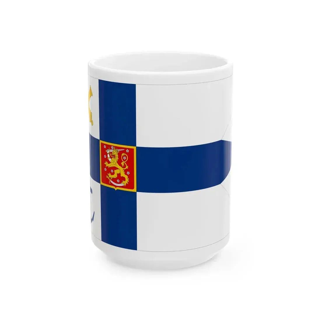 Flag of the Commander of the Finnish Navy 1920-1971 (Finland) White Coffee Mug 15oz - Go Mug Yourself