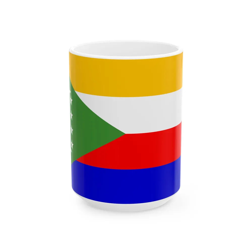 Flag of the Comoros 2001 (Comoros) White Coffee Mug 15oz - Go Mug Yourself