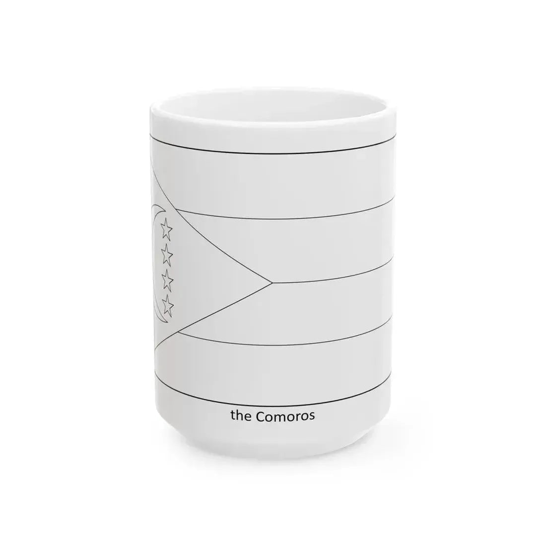 Flag of the Comoros colouring page (Comoros) White Coffee Mug 15oz - Go Mug Yourself