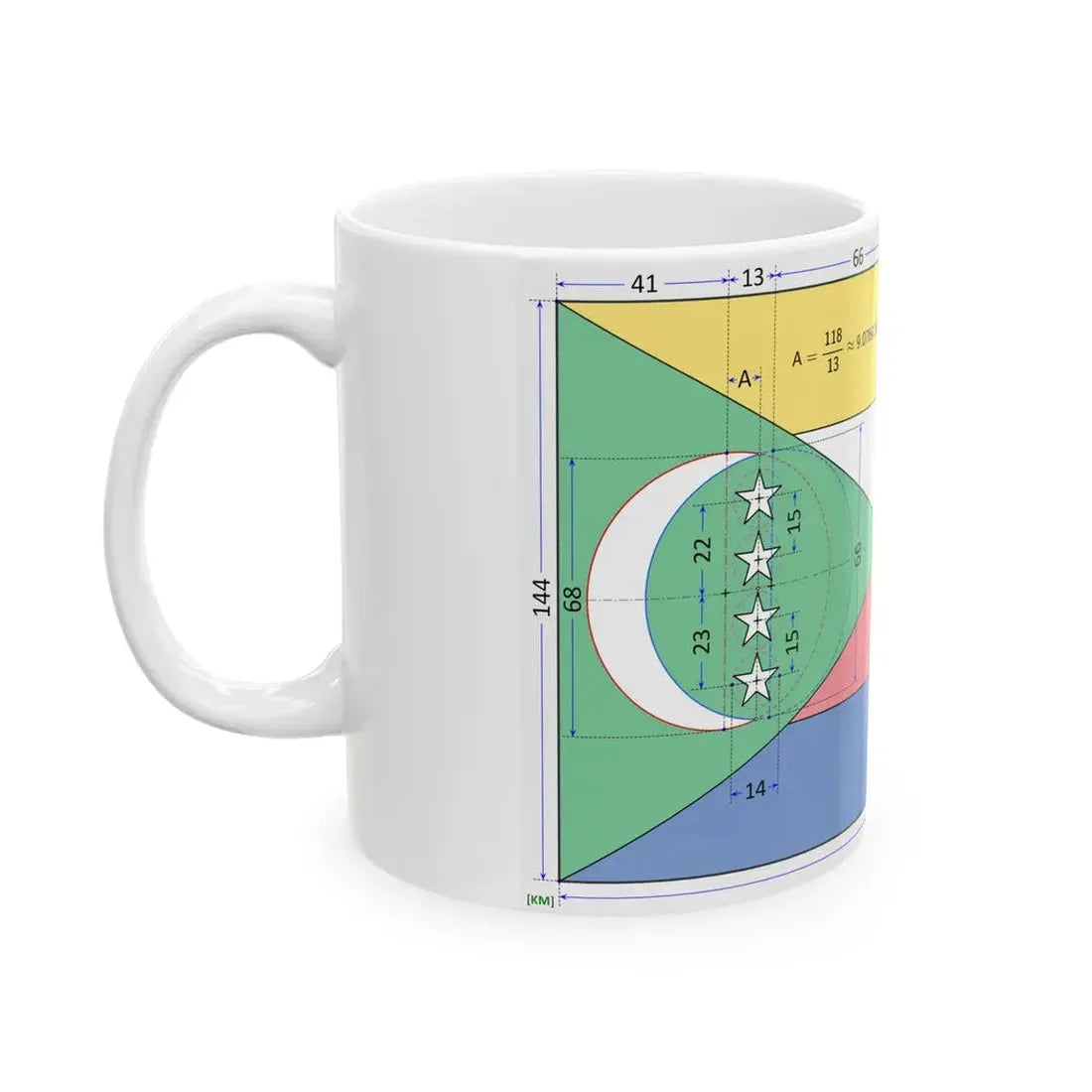 Flag of the Comoros construction sheet (Comoros) White Coffee Mug - Go Mug Yourself