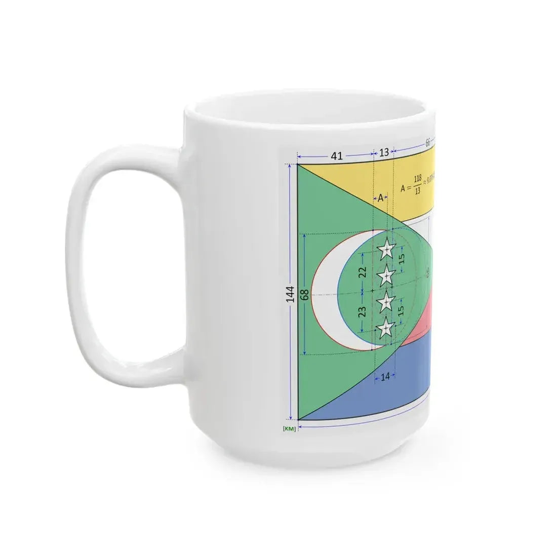 Flag of the Comoros construction sheet (Comoros) White Coffee Mug - Go Mug Yourself