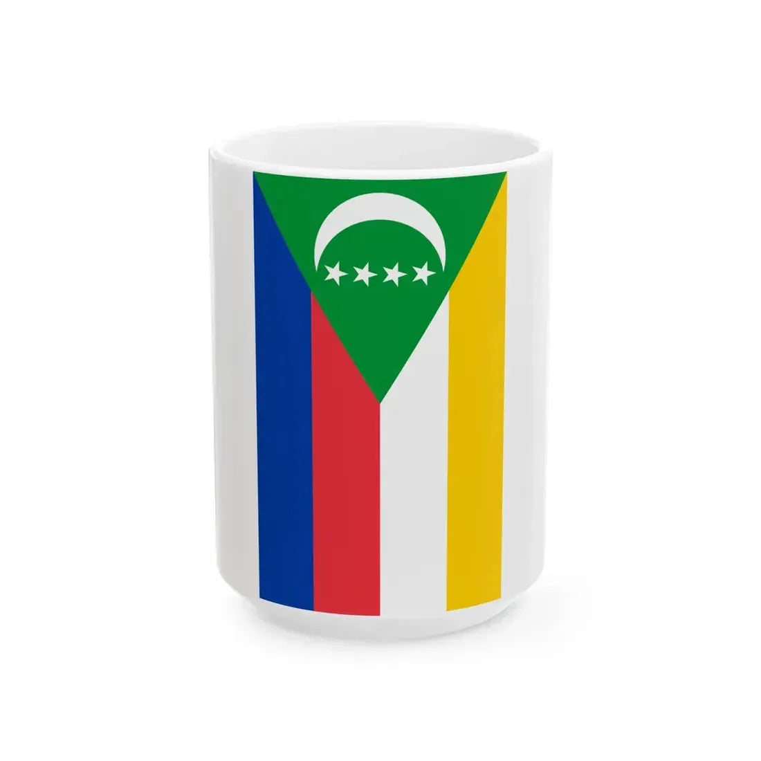 Flag of the Comoros vertical (Comoros) White Coffee Mug 15oz - Go Mug Yourself