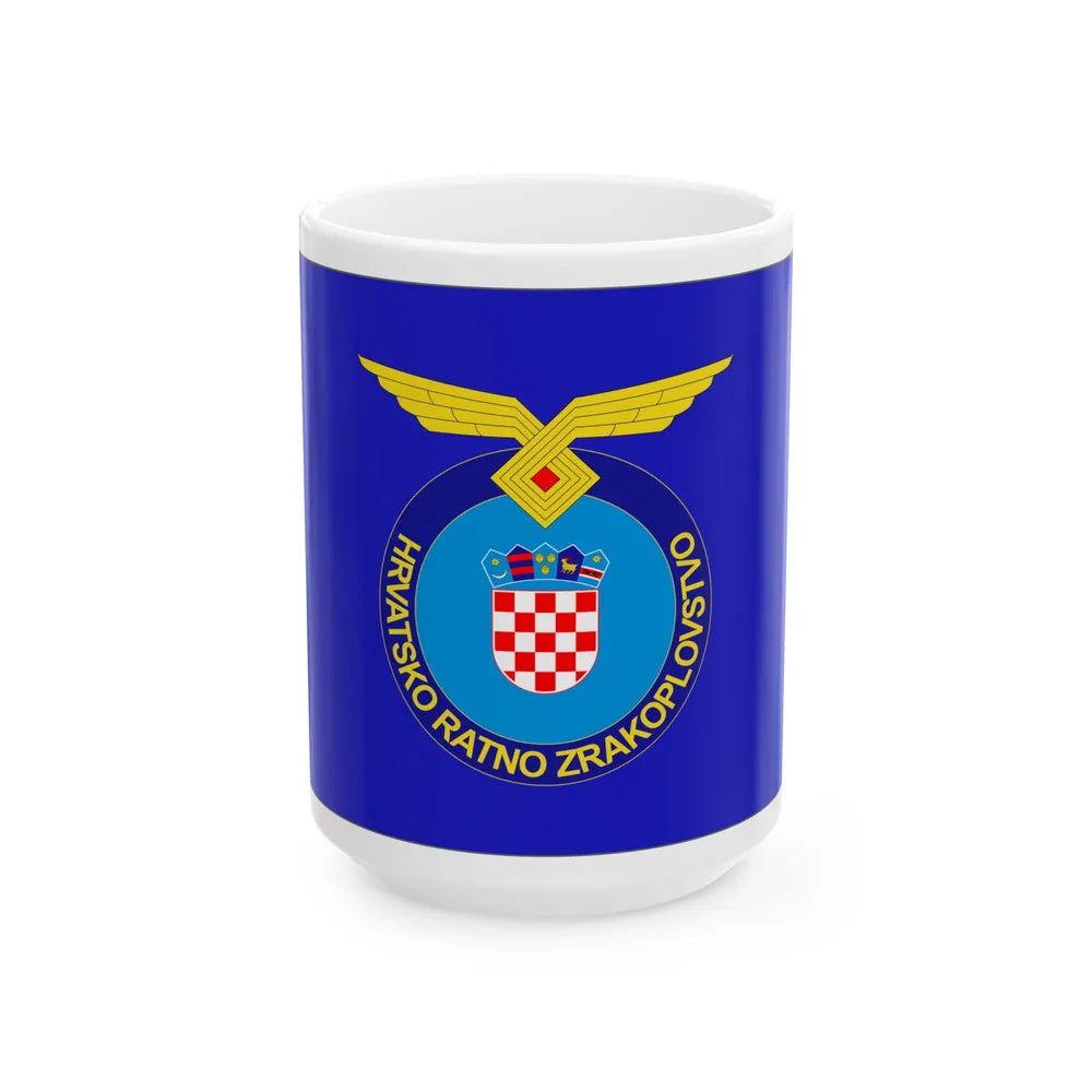 Flag of the Croatian Air Force (Croatia) White Coffee Mug 15oz - Go Mug Yourself