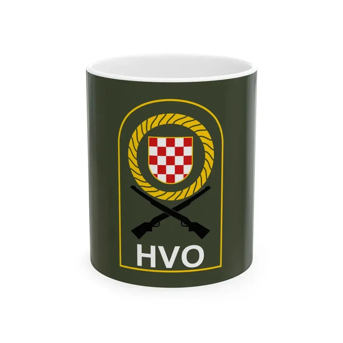 Flag of the Croatian Defence Council (Bosnia and Herzegovina) White Coffee Mug 11oz - Go Mug Yourself