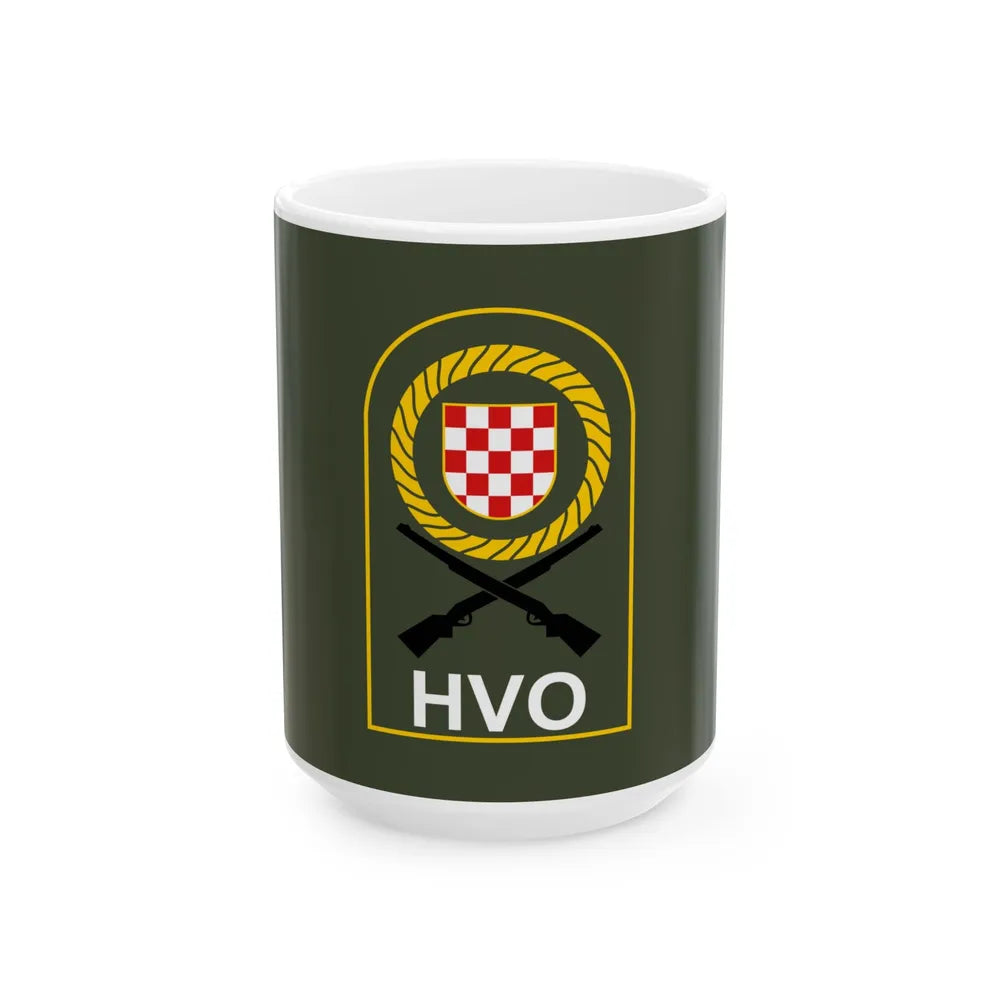 Flag of the Croatian Defence Council (Bosnia and Herzegovina) White Coffee Mug 15oz - Go Mug Yourself