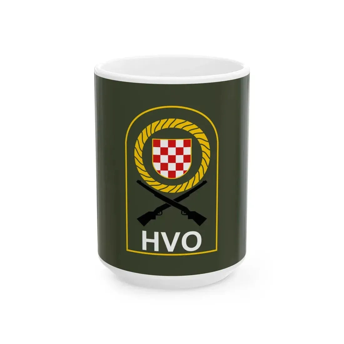 Flag of the Croatian Defence Council (Bosnia and Herzegovina) White Coffee Mug 15oz - Go Mug Yourself